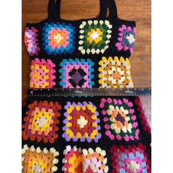 GRANNY SQUARES CROCHET KNIT ROMPER - Picture 5 of 9